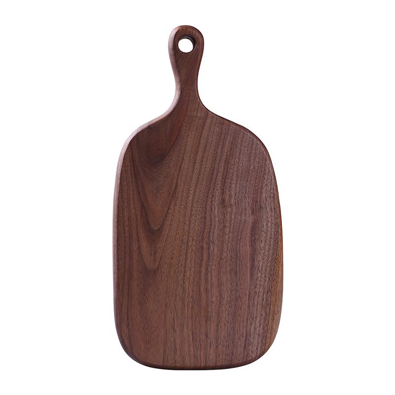 Tabla de cortar de madera de forma irregular para pan, verduras, frutas, tabla de madera de nogal negro macizo para alimentos, filetes, charcutería, tabla para queso de cena con agujero