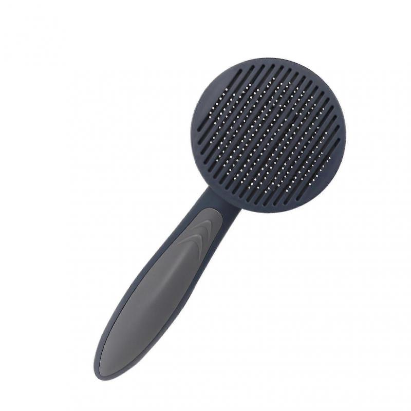 Pet Slicker Brush Ergonomic Antiskid Hair Shedding Self Cleaning Grooming Comb for Cat Grey