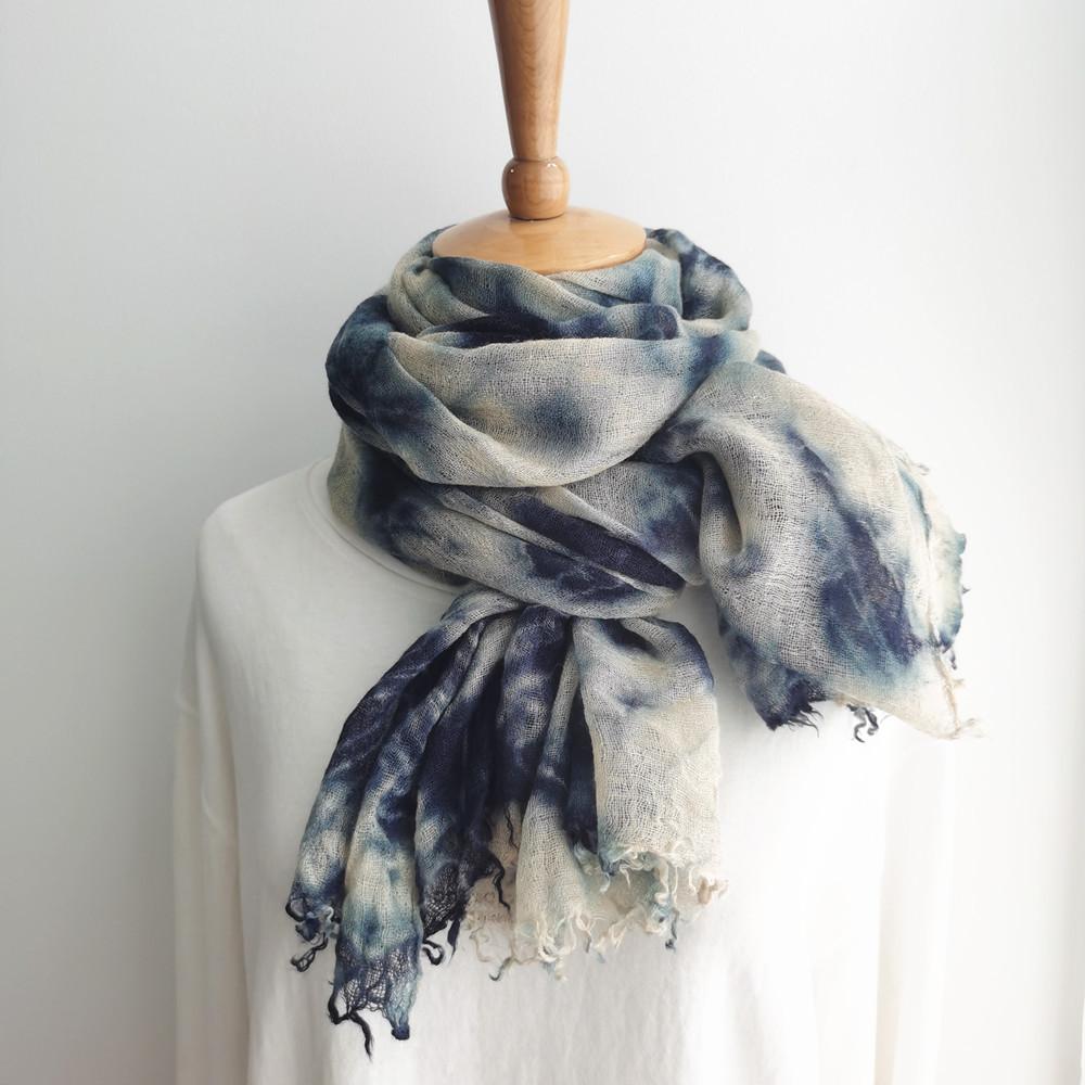 Handmade tie dyed wool scarf  retro artistic thin acrylic scarf sun protection and sunshade shawls 100*200cm