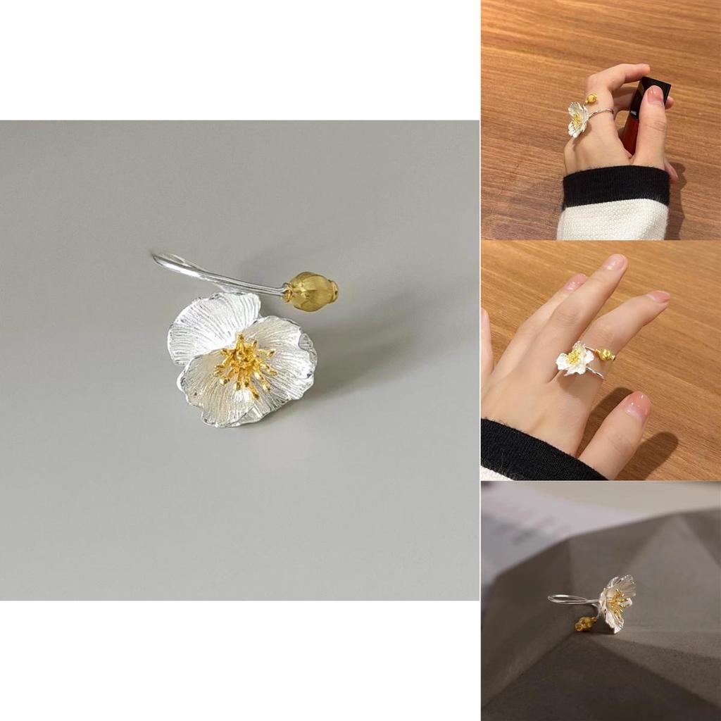 Floral Elegant Adjustable Copper Ring For Women In Chic Style Minimalist