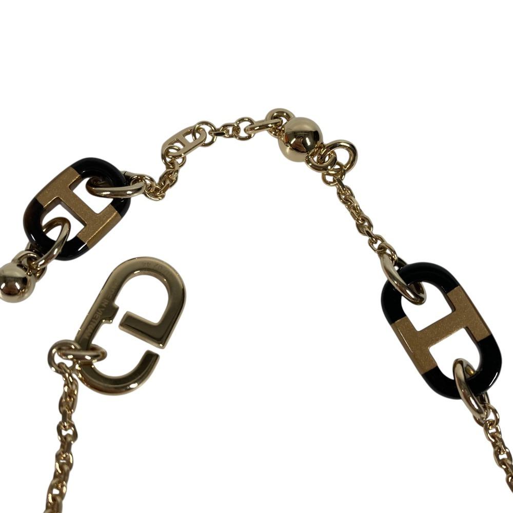 HERMES Shurmail PM Chain Jewelry Necklace Buffalo horn / Metal Gold/Brown