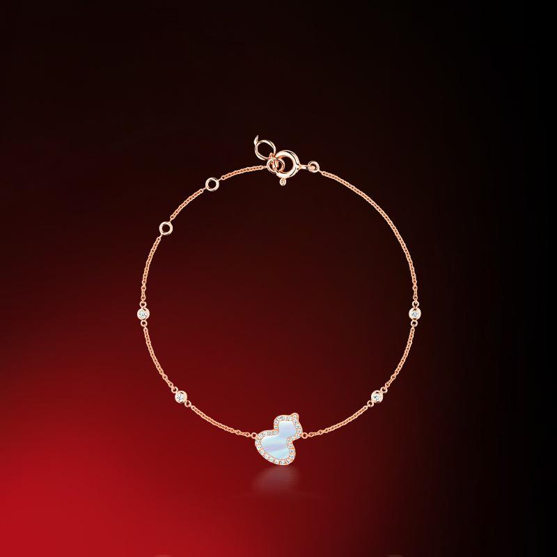 Luxury Women's Gourd Bracelet: Silver-Gilt, Mother-of-Pearl, Agate Jewelry, Unique Bangle, Handcrafted Design.