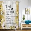 Rustic Farmhouse Orange Shower Curtain - Bible Verse Inspirational Country Farm Yellow Fall Daisy Flowers Butterfly Abstract