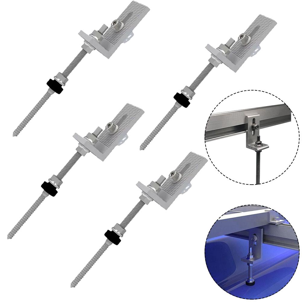 Brackets Pole Screws 200/250mm 4 Sets Aluminium Alloy L Angle Roof Fixture Sliver Trapezoidal +stainless Steel