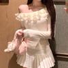 2025 Pure Desire One-Shoulder Patchwork Long-Sleeve Slim-Fit Women's Top - Autumn/Winter Style