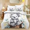 Home Koala Fun Duvet Cover Set For Kids And Boys, Single Size Soft Polycotton Printed Bedding Set With 1/2 Pillowcases 75*50Cm