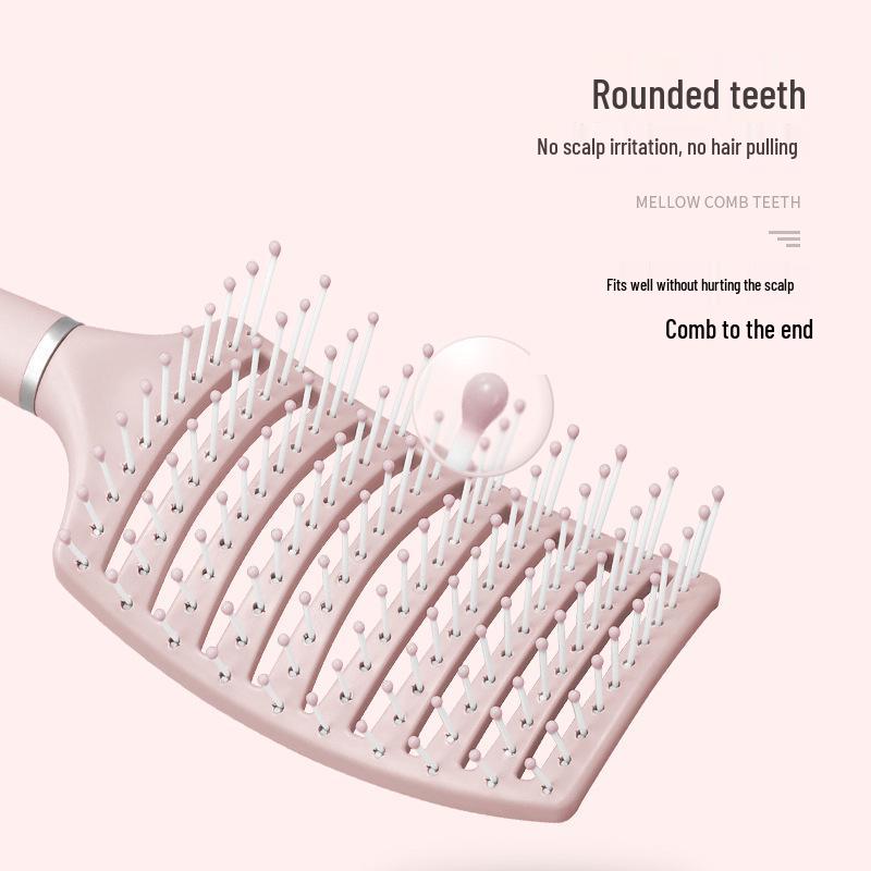 Curved Macaron Rib Comb: Women's Styling, Fluffy Curly Hair Air Cushion Massage Comb