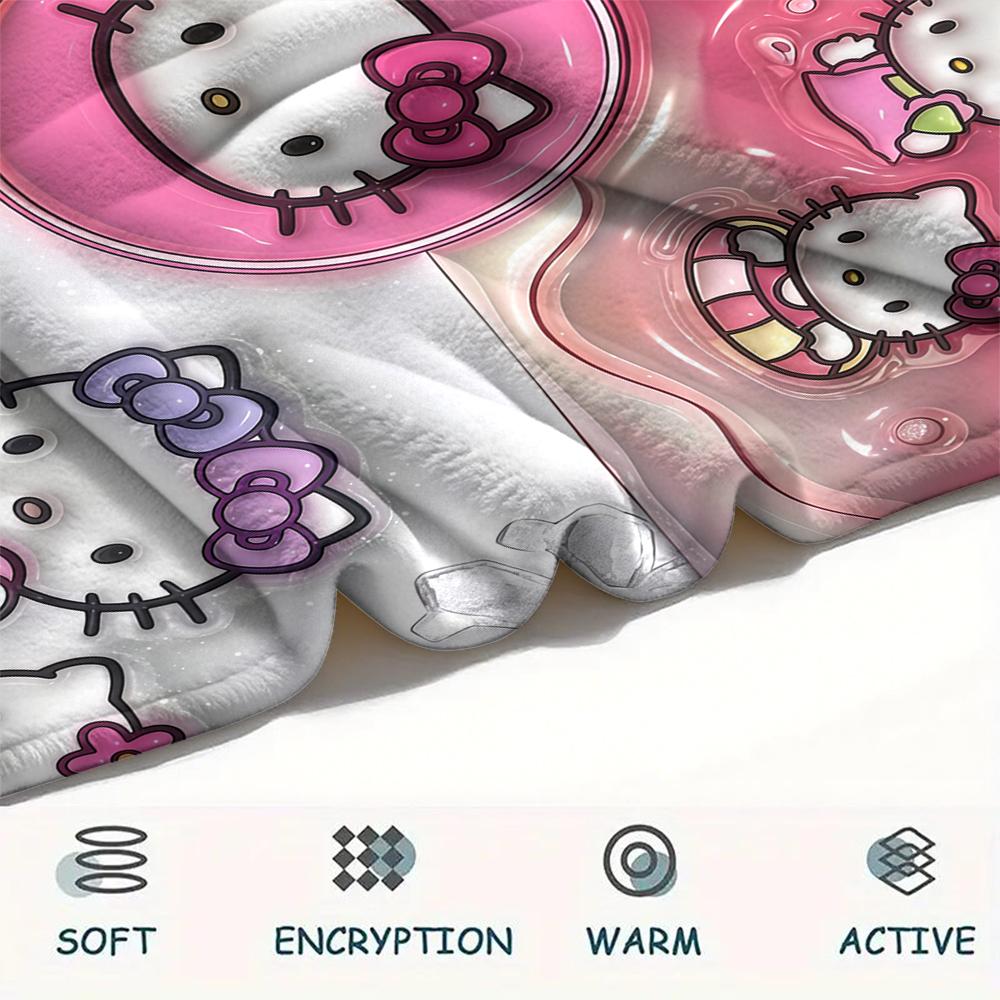 1PC Hello Kitty Cute Print Flannel Blanket, High Quality All Seasons, Home Decor, Warmth and Comfort, Perfect for Christmas Gifts