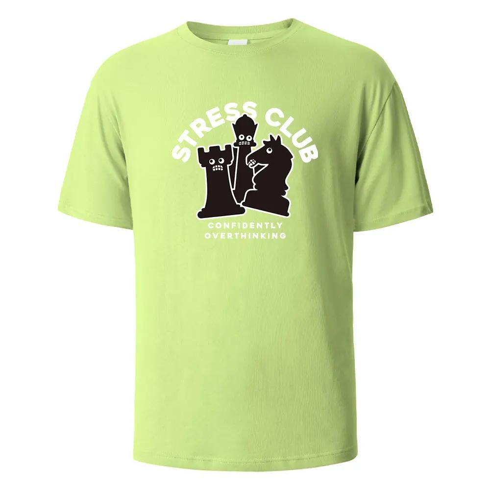 Stress Club Print T-Shirt 100% Cotton Summer Tees For UnisexOversize Casual Tops