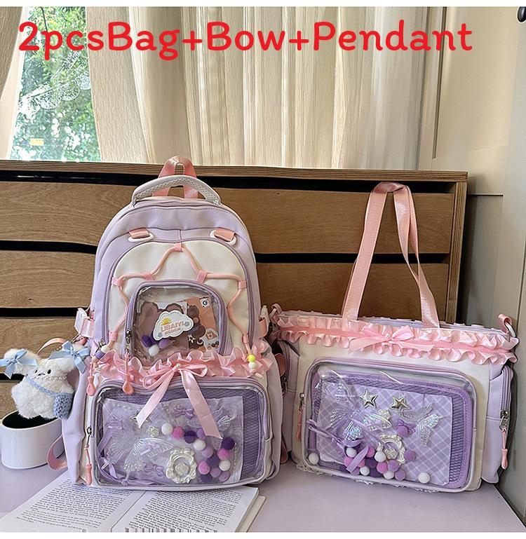 Fresh Sweet Transparent Backpack With Waterresistant Nylon For School Girls