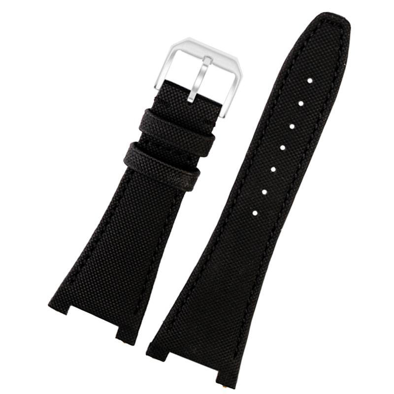 Curea de ceas din piele și nailon cu bază Pentru seria IWC Engineer IW500501 IW378507 IW323601 Curea de ceas pentru bărbați 28mm Decupaj Brățară din pânză