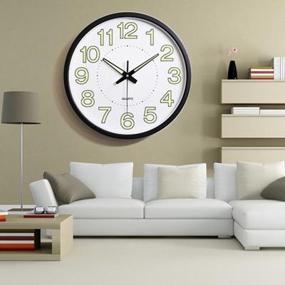 Modern 12inch Glow In The Dark Clock Energy-Saving Non-Ticking Silent Quartz Clock Hanging Plastic Wall Clock Bedroom