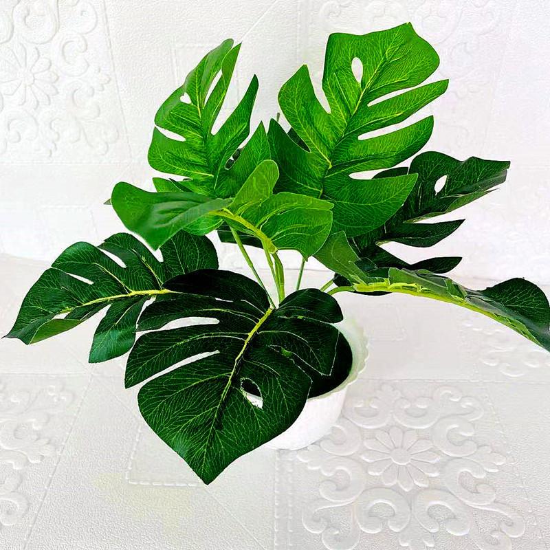 Artificial Plant Green Pot 9 Turtleback Leaf Faux Foliage Home Decor Photography