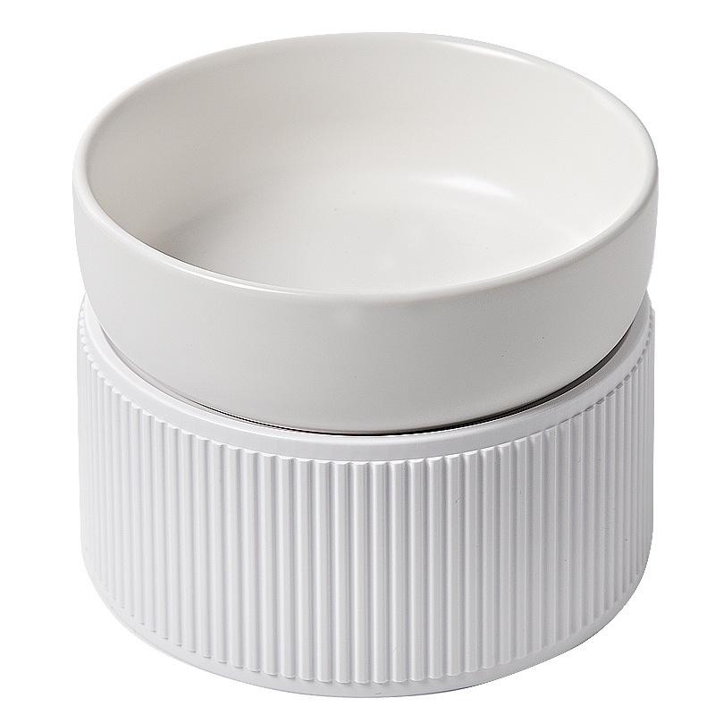 Ciotola Doppia in Ceramica per Gatti - Design Rialzato, Antiscivolo, Anti-Ribaltamento per Cibo e Acqua