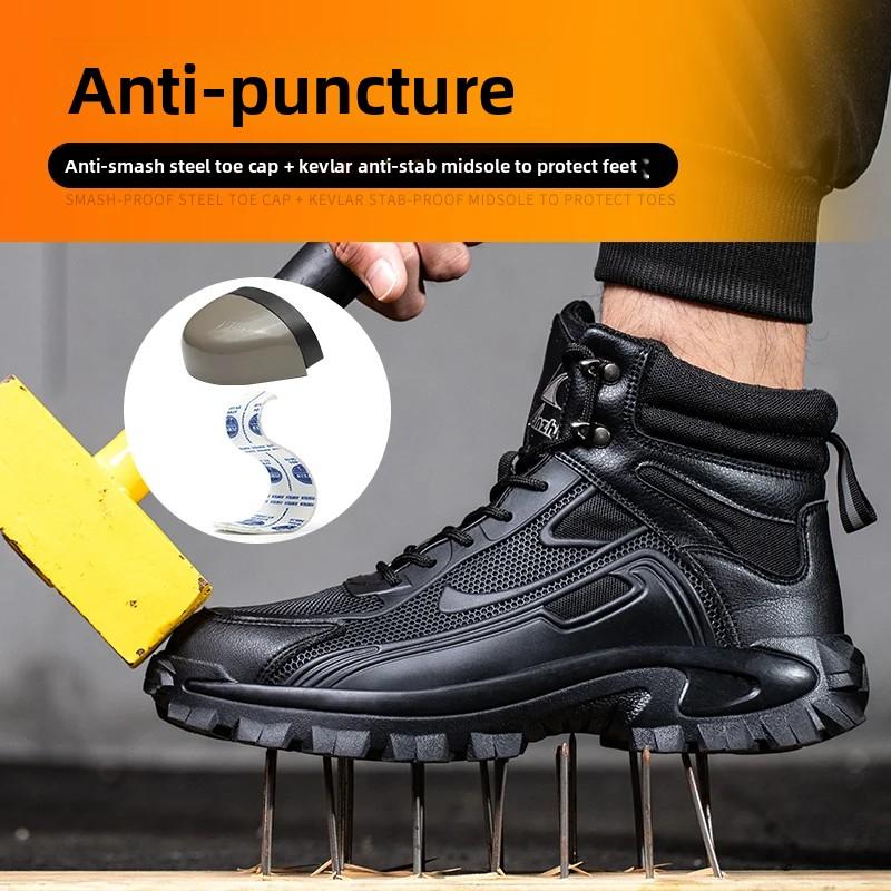 New Fashion Winter Men Safety Work Boots Breathable Steel Toe Cap Indestructible Anti Smashing Male Shoes Footwear