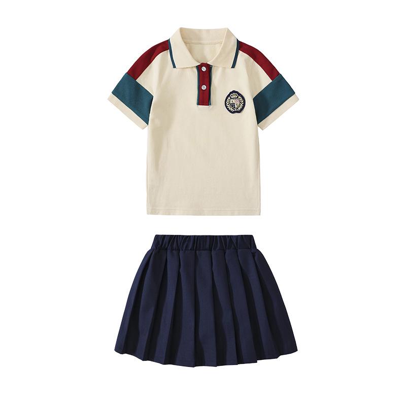 Children's Pure Cotton School Uniform Set for Summer, Spring & Autumn