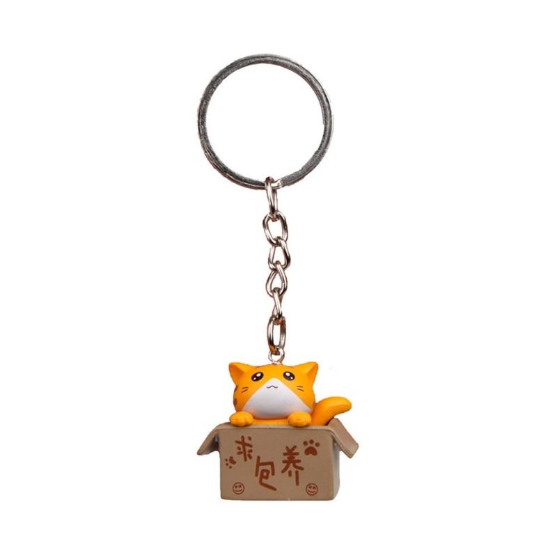Cute Carton Cat Charm Keychain Mini Animal Keyring Bag Pendant Couple Car Keyholder Backpack Decoration for Women Girl