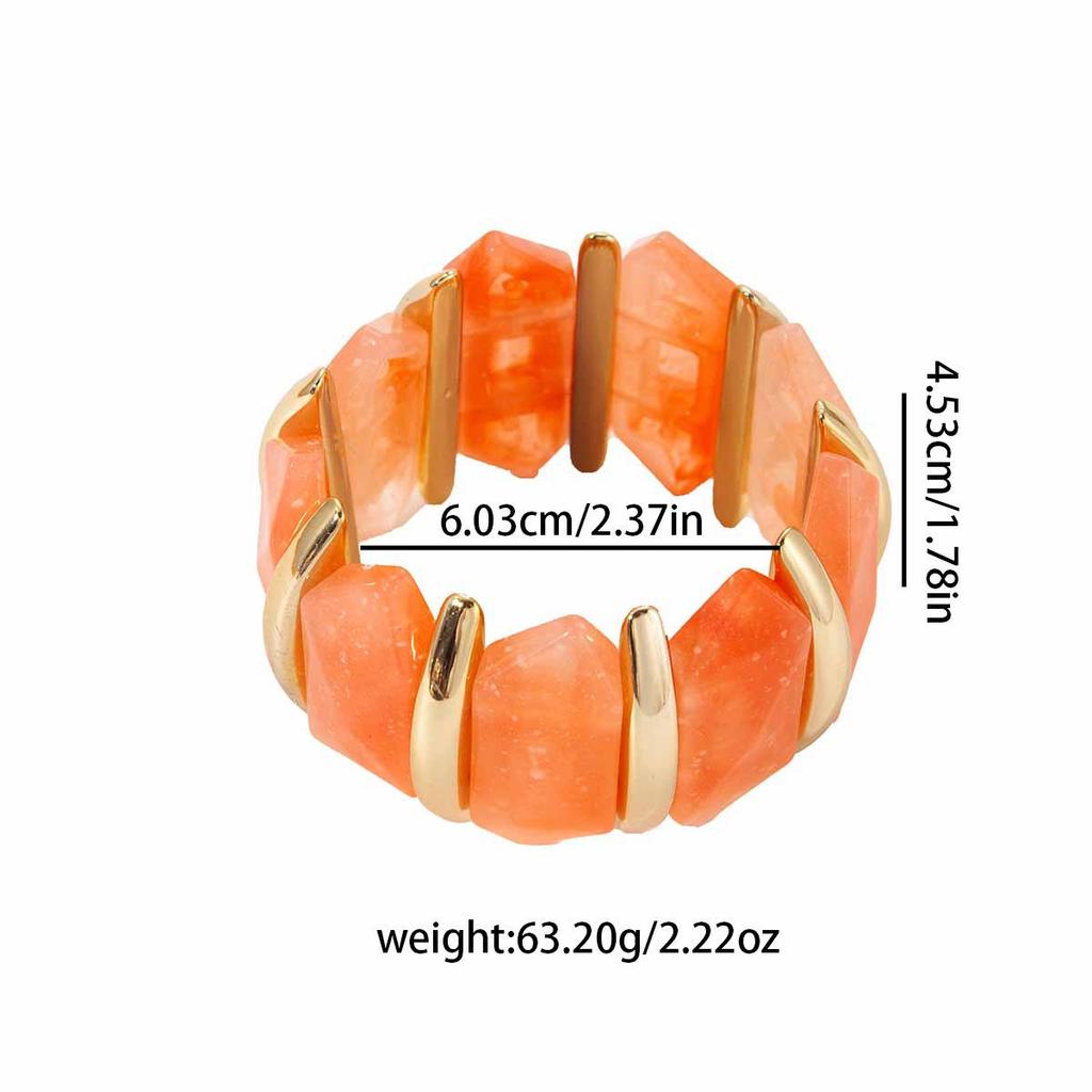 Yellow Retro Geometric Irregular Beaded Bracelet - Exaggerated Light Luxury Style Jewelry