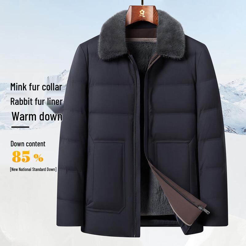 

MONTAGUT Мужская зимняя пуховая парка со съемным воротником из норки L