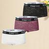 FINETOO 3Pcs/Set Mid-Waist Underpants Lace Boxer Briefs For Women Sexy Transparent Underwears Comfortable Soft Panties S-XL Size