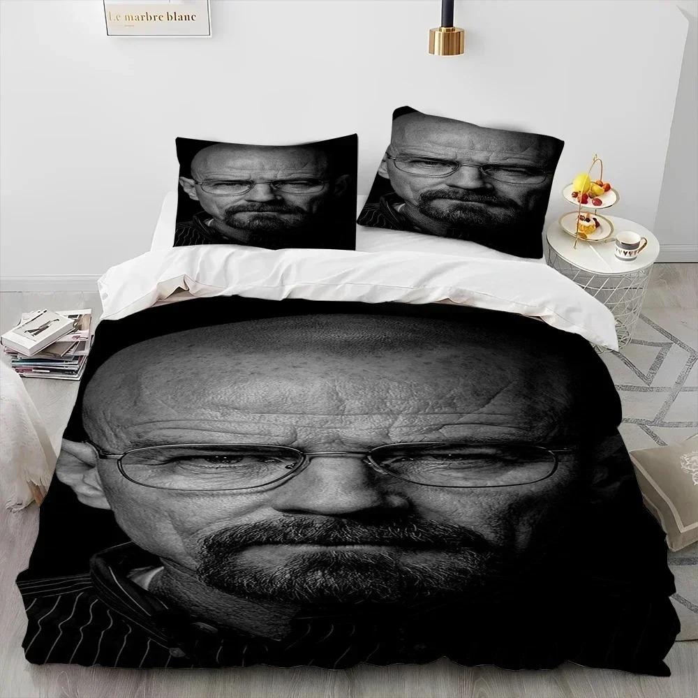 Set Biancheria da Letto Trapuntato 3D Breaking Bad Walter Hartwell, Set Letto Copripiumino Coperta Copricuscino, Set Biancheria da Letto King Queen Size Bambino