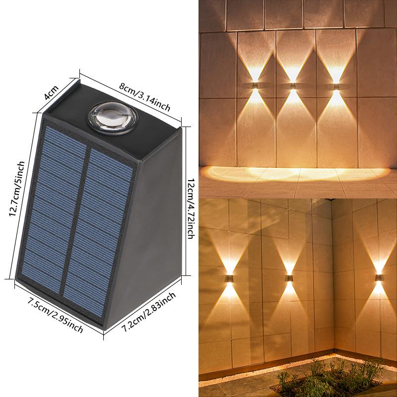 Solar Waterproof Wall Washer Light: Outdoor Courtyard Villa Decoration, Up/Down Lighting for Garden Atmosphere.