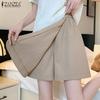 ZANZEA Womens Summer Casual Solid Color Loose Shorts Culottes
