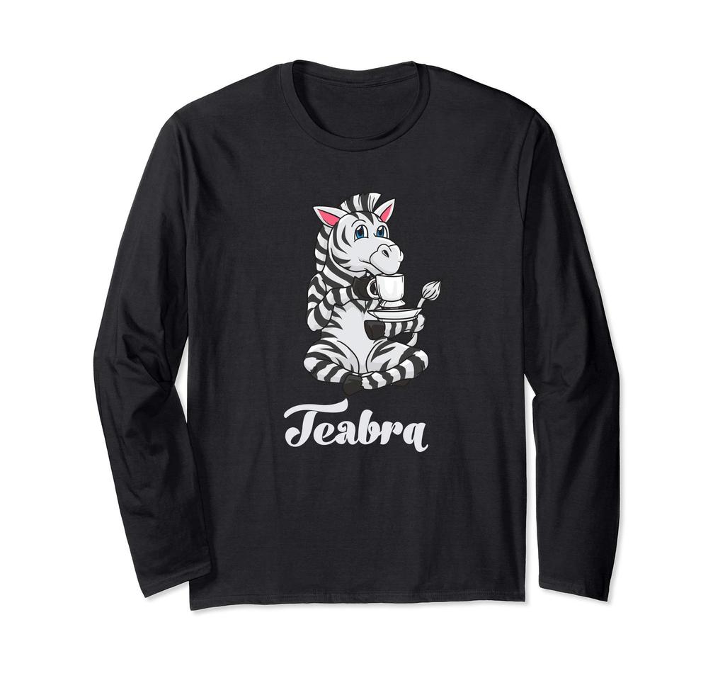 Funny Zebra Tea Drinking Puns Long Sleeve T-Shirt