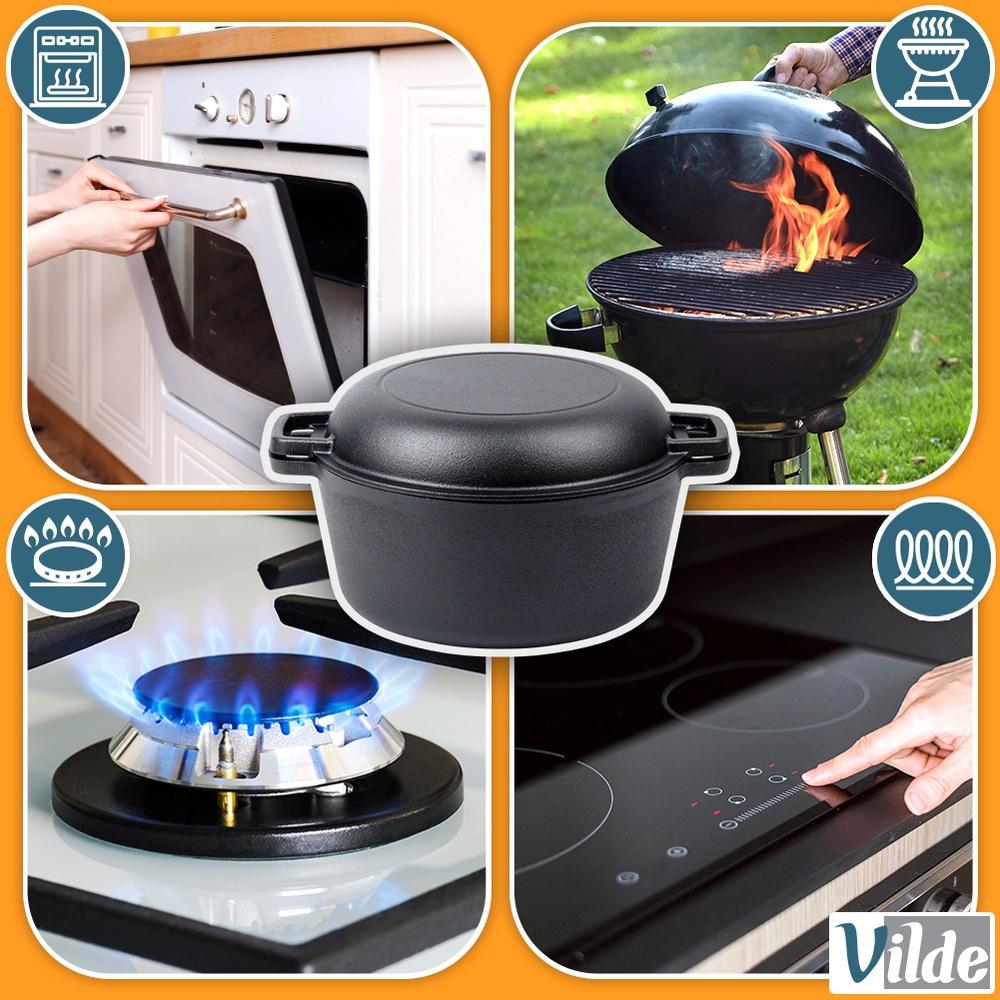 Cast Iron Pot, Roasting Pan, Frying Pan, 2 In 1, 26 Cm