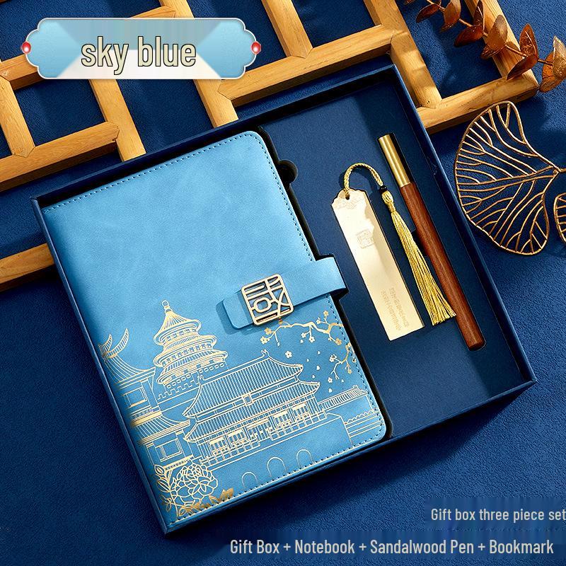 A5 Chinese Retro Style Trendy Notebook Set - Customizable Diary & Business Gift with Logo Printing