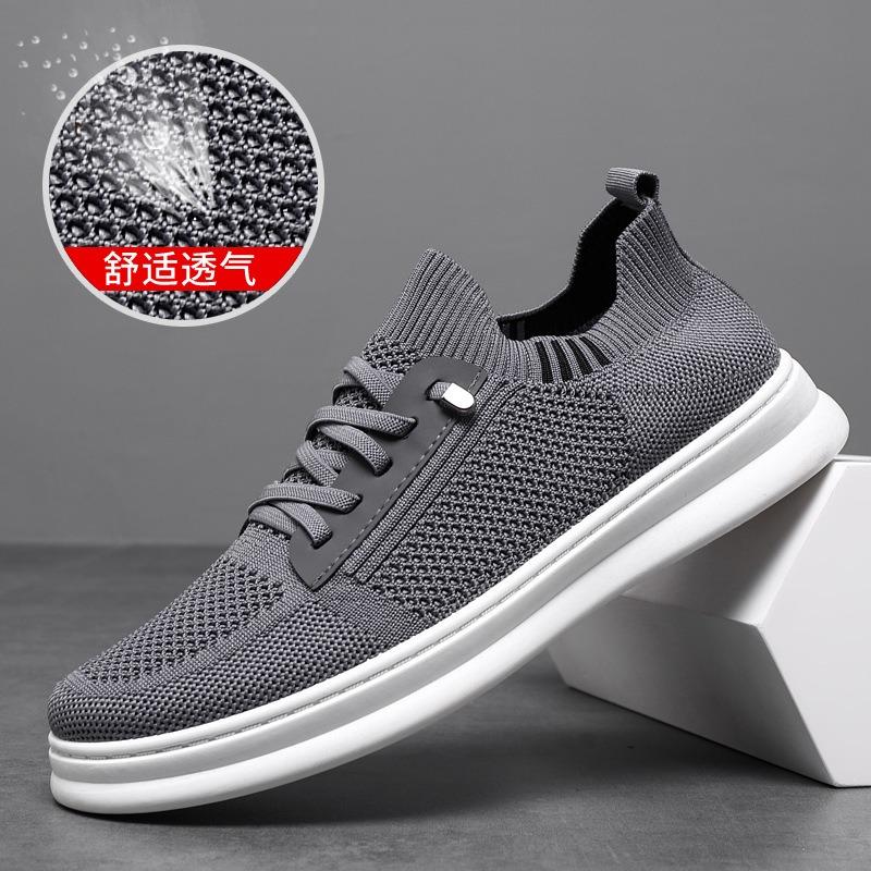 Mesh Shoes Men's Summer Breathable Sports Shoes One Pedal Soft-soled Flat-soled Running Shoes Flying Woven Surface Trend Board Shoes