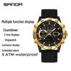 SANDA 3D Multifunction Sports Watch – 3 Time Zones, Waterproof, Student Wristwatch