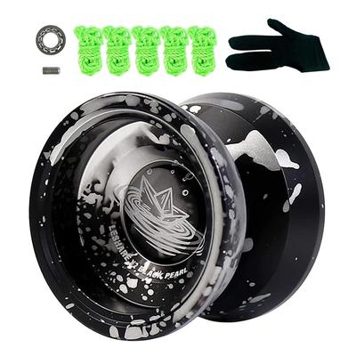 Professional Responsive Aluminum Yo-Yo for Beginners, Advanced Players, with Replacement Non-Responsive Ball Bearings, 1 Glove, and 5 Yo-Yo Strings