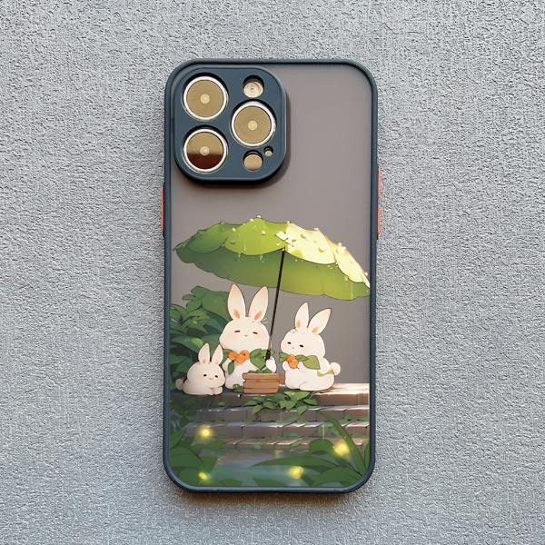 

Cartoon Cute Little Rabbit Cover For iPhone 16 14 15 Pro Max 13 12 Mini 11 Pro Max 15 7 8 Plus SE X XR XS Shockproof Cover Funda iphone 12