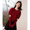 Women's Puff Sleeve Bead Embellished Knit Sweater
