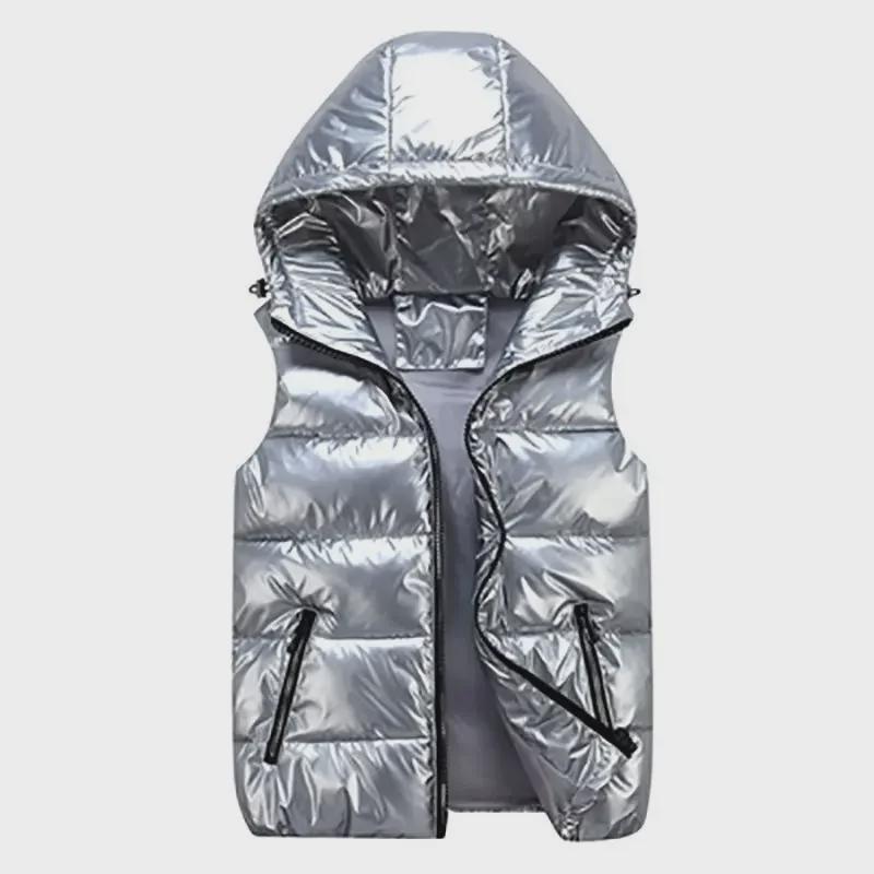 2024 Shiny Women's Hooded Vest: Korean Style, Wash-Free for Autumn/Winter - Perfect for Couples and Students