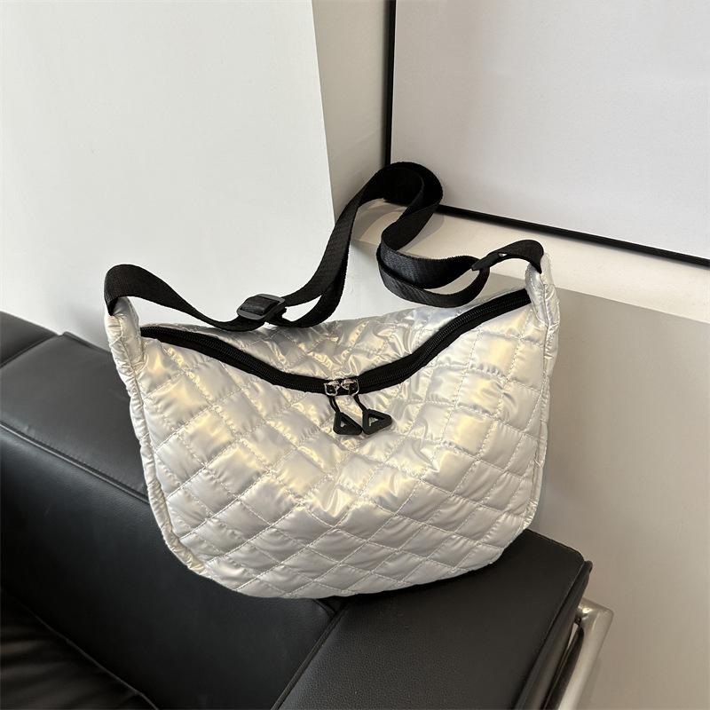 Space Cotton Shoulder Bag Fashion Hobo Crossbody Bags Lattice Pattern All-match Large Capacity Handbags