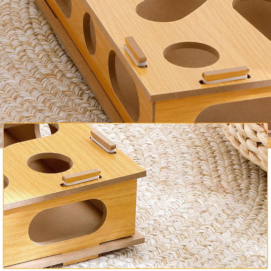 Cat Toy Puzzle Box Claw Grinding Interactive Interesting Cat Game Box with Cat Teasing Stick and