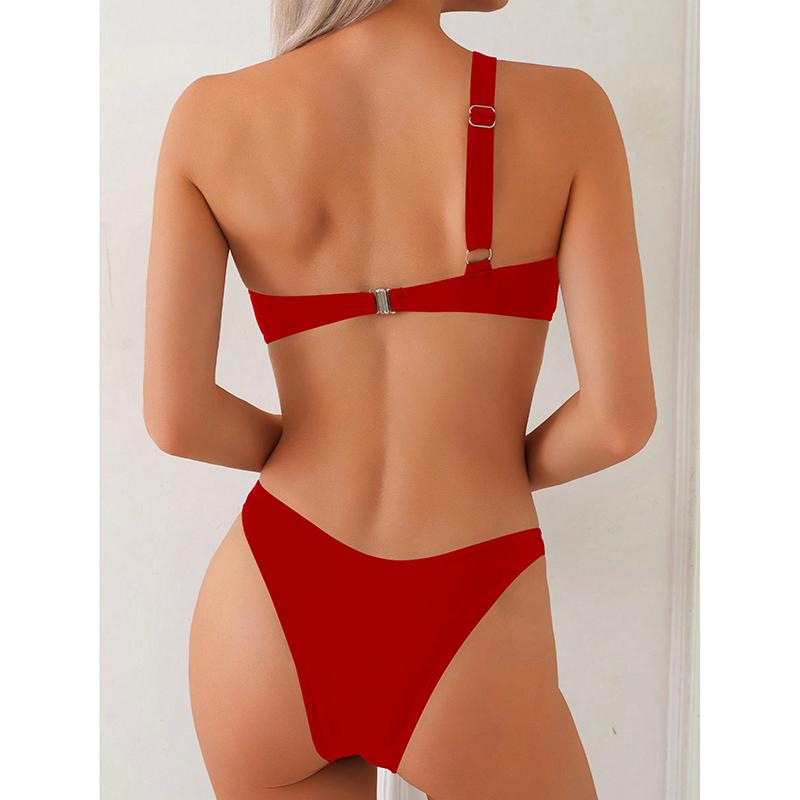 Sexy Bikiny s jedním ramenem a odhalenými zády, dvoudílný set pro ženy, plavky se spodním dílem, plážové bikiny, nové letní plavky, set bikin