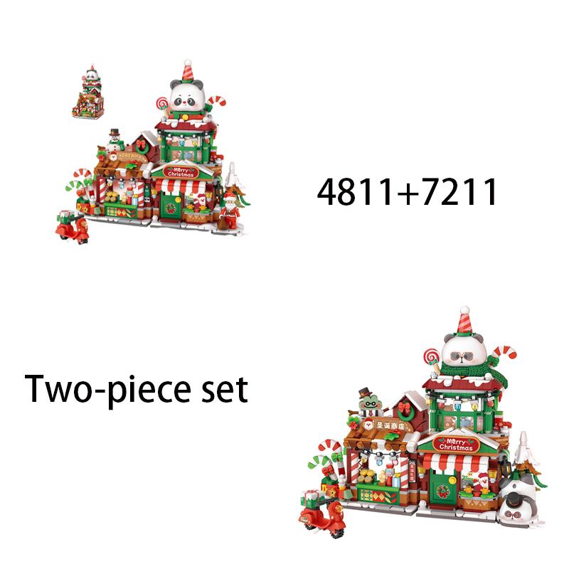 LOZ Christmas gift, folding street gingerbread house DIY building model assembly, building blocks toys, children's holiday gift