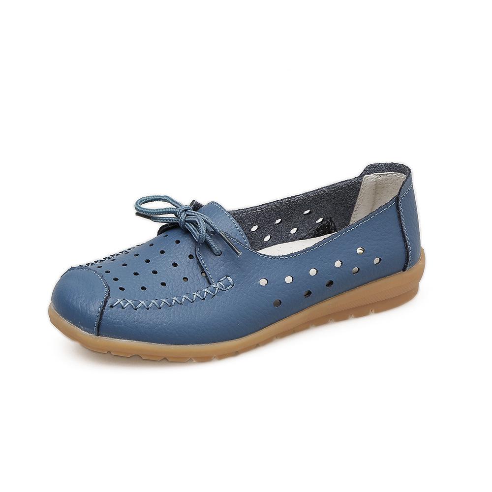 

Женские мокасины на шнуровке из натуральной кожи Hubu Shilang – Белые дышащие повседневные туфли для медсестер и мам 35 синий