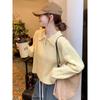 French Goose Yellow Polo Collar Women's Knitted Cardigan with Double Zipper - 2025 Autumn Collection.
