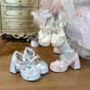 Fashion Japanese Style Butterfly Knot High Heel Platform Lolita Shoes Sweet Women's Mary Jane Shoes Heart Buckles Decor Zapatos De Mujer