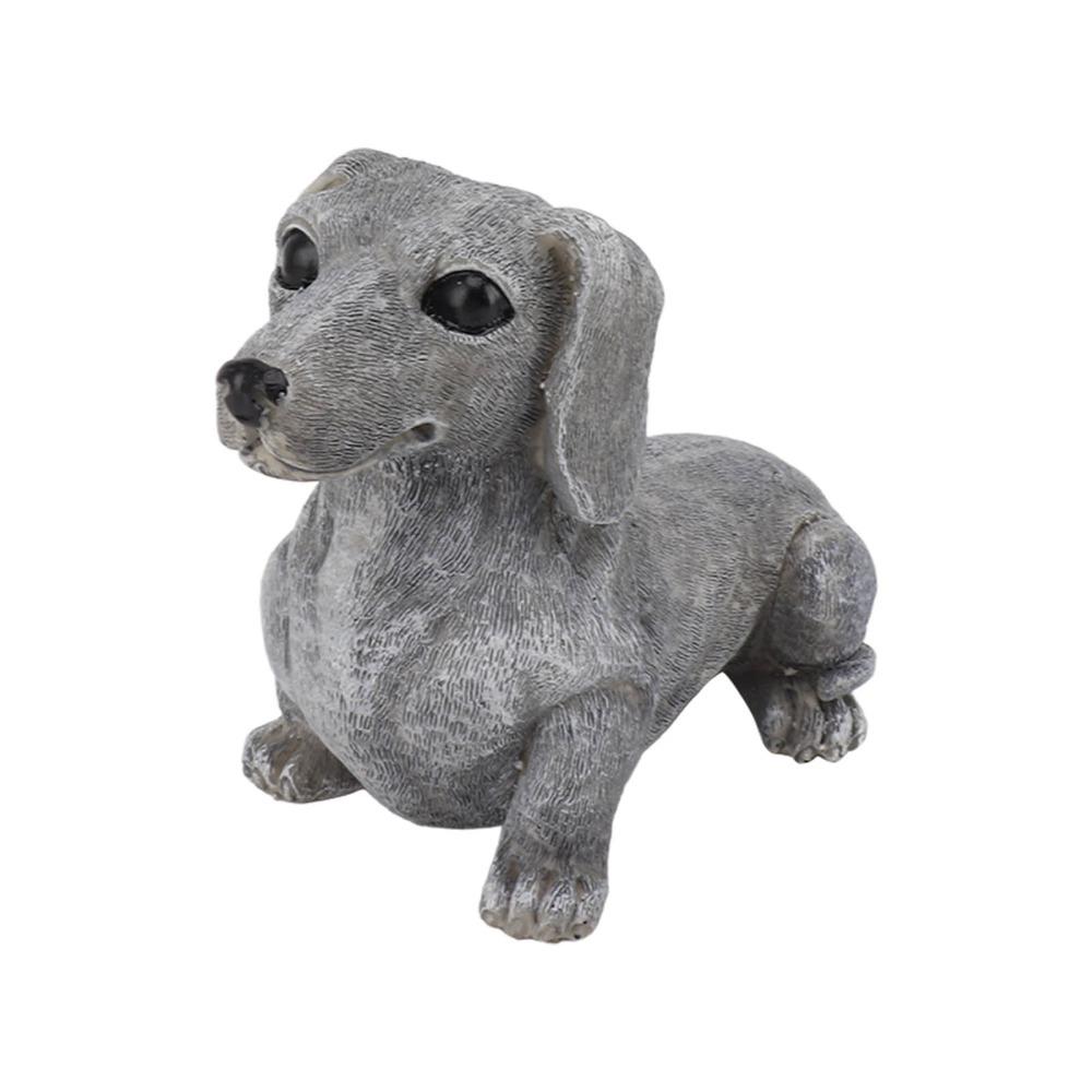 Grey Dog Shaped Desktop Ornament Outdoor Yard Animal Statue  Living Room Shelf Display