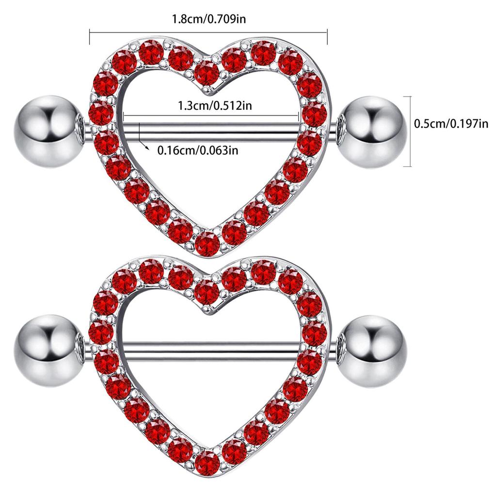 Red Series Diamond Nipple Rings - Love, Moon, and Flower Designs