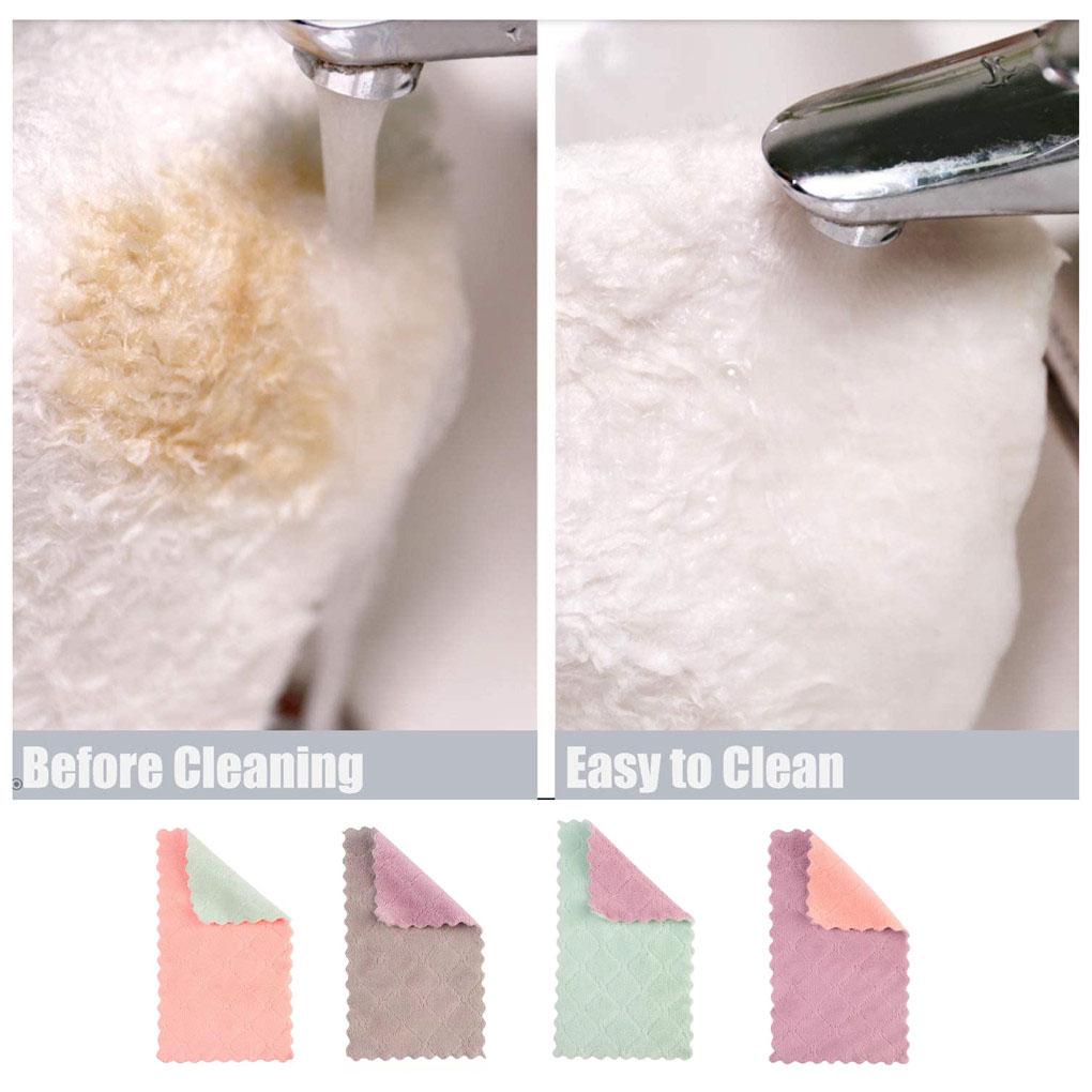2-sides Thicken Kitchen Cloth Soft Coral Velvet Washing Rag Non-stick Absorbent Towel