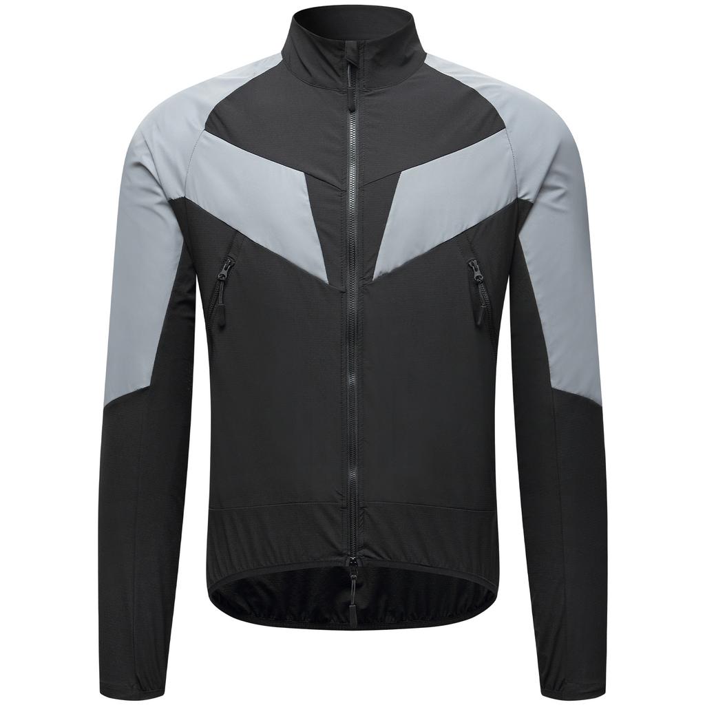 Reflective Windproof Sunscreen Outdoor Jacket Running Sports Coat Cycling Windbreaker Black L