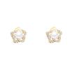 Hollow Out Petal Flower Stud Earrings for Women Metal Rhinestones Mini Imitation Zircon Earrings Party Cute Sweet Small Zircon