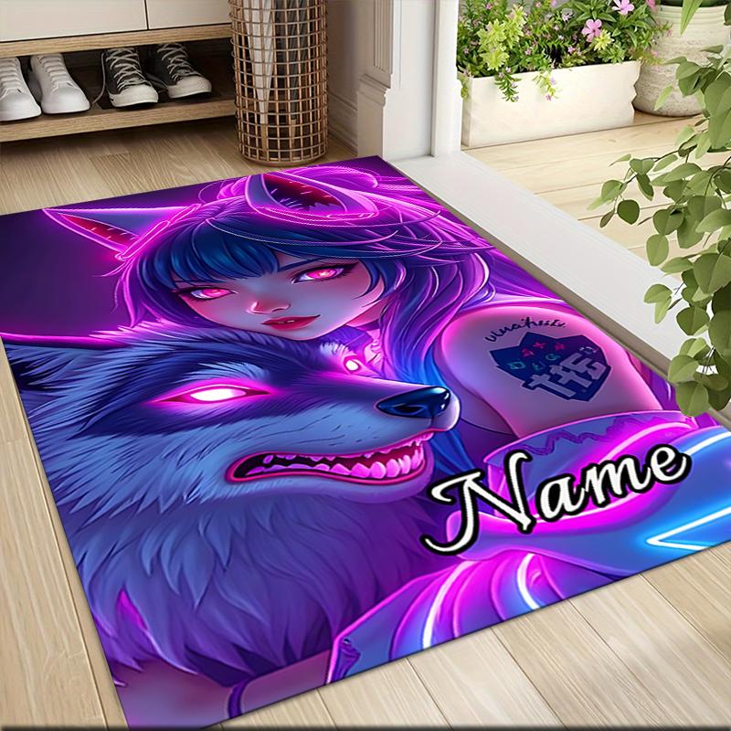 Custom Name "Flame Warrior's Name" Carpet Rug Customizable Soft Washable Anti-Slip Home Living Room Sofa Mats Personalized Rug. 0909149