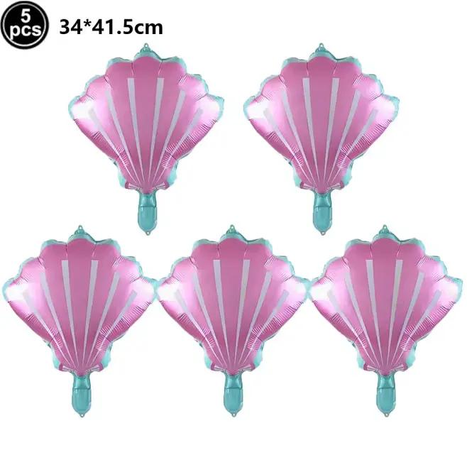 5pcs/set Mermaid Tail Shells Balloons Under the Deep Sea Mermaid Theme Party Decorations Baby Shower Girl Birthday Party Favors